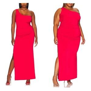 Remi x Revolve Gigi One Shoulder Slit Leg Maxi Dress 2X Red‎
